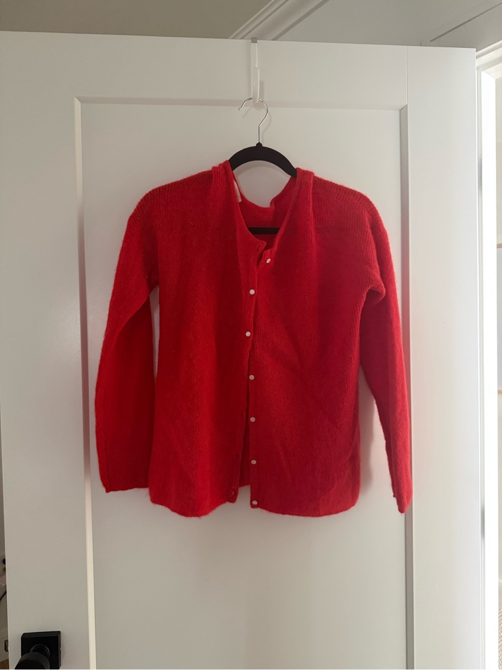 Sezane Classic Red Women's Button-Up Sweater Cardigan size Large
